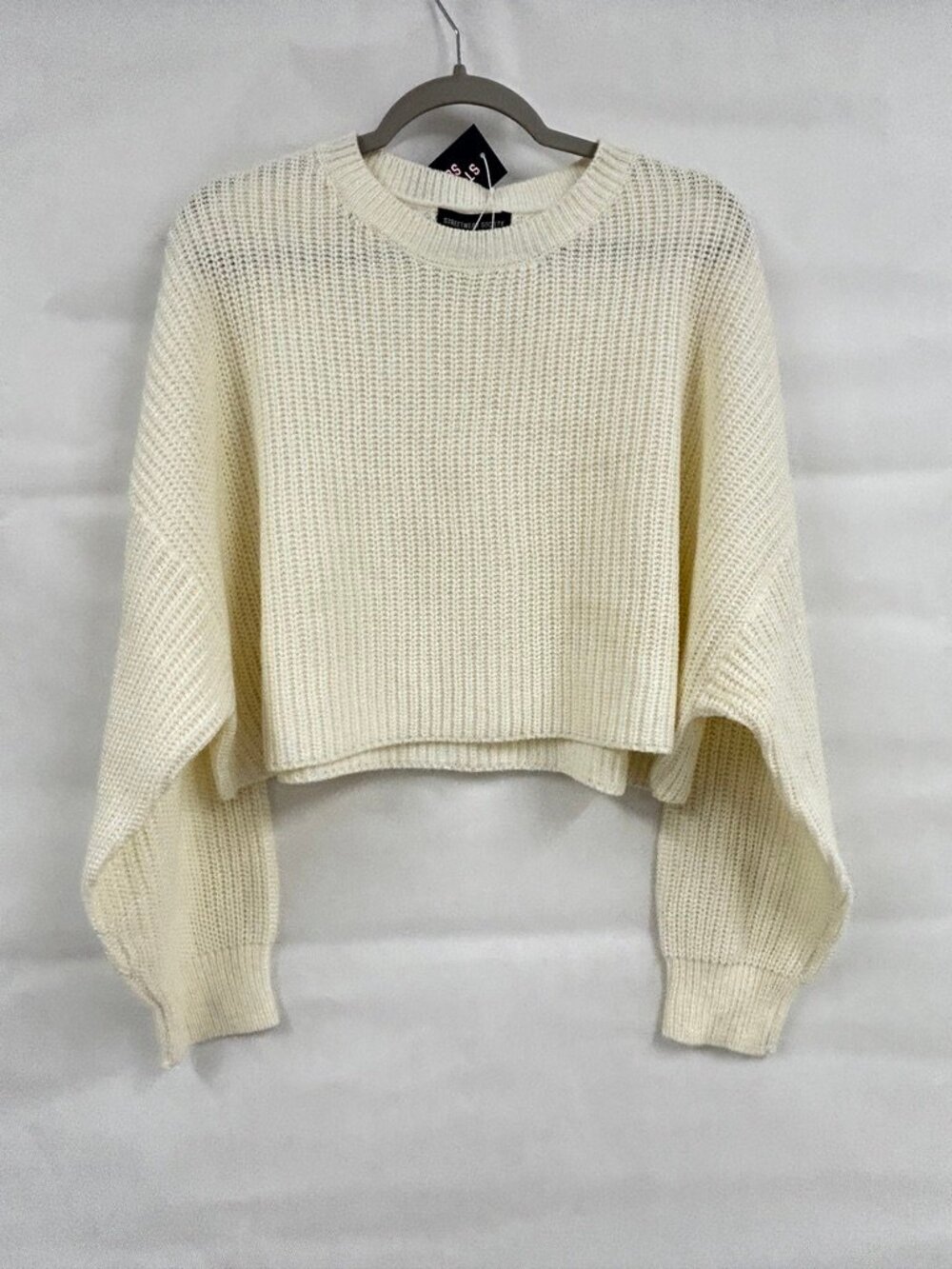 NWT XL Streetwear Society Cropped Sweater Chunky Knit BalloonSleeve Cozy Capsule